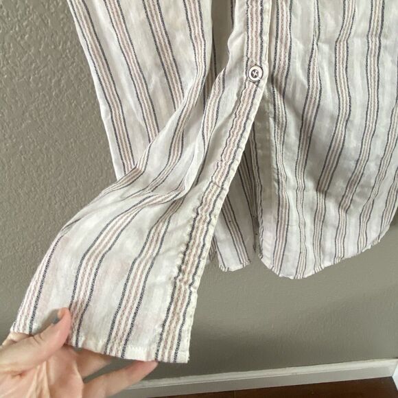 Moon River Maxi Dress Small Cream Striped Sleeveless Button Up Pockets - Picture 6 of 12